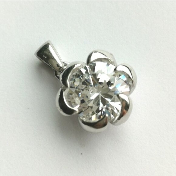 New sterling silver cz flower necklace earring set - Picture 6 of 9